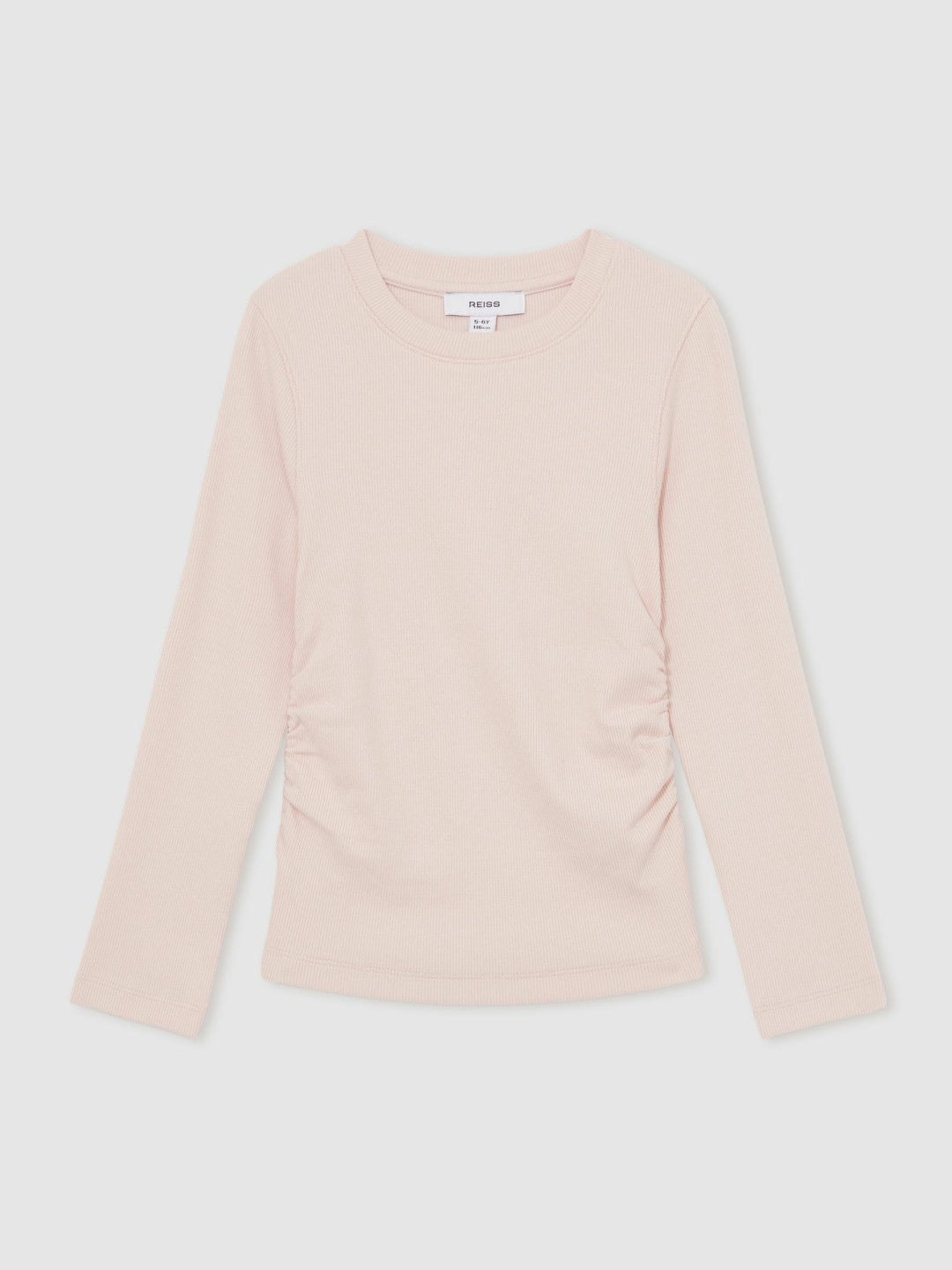 4-9 yrs Cotton Ruched Long-Sleeve T-Shirt with Stretch in Pale Pink