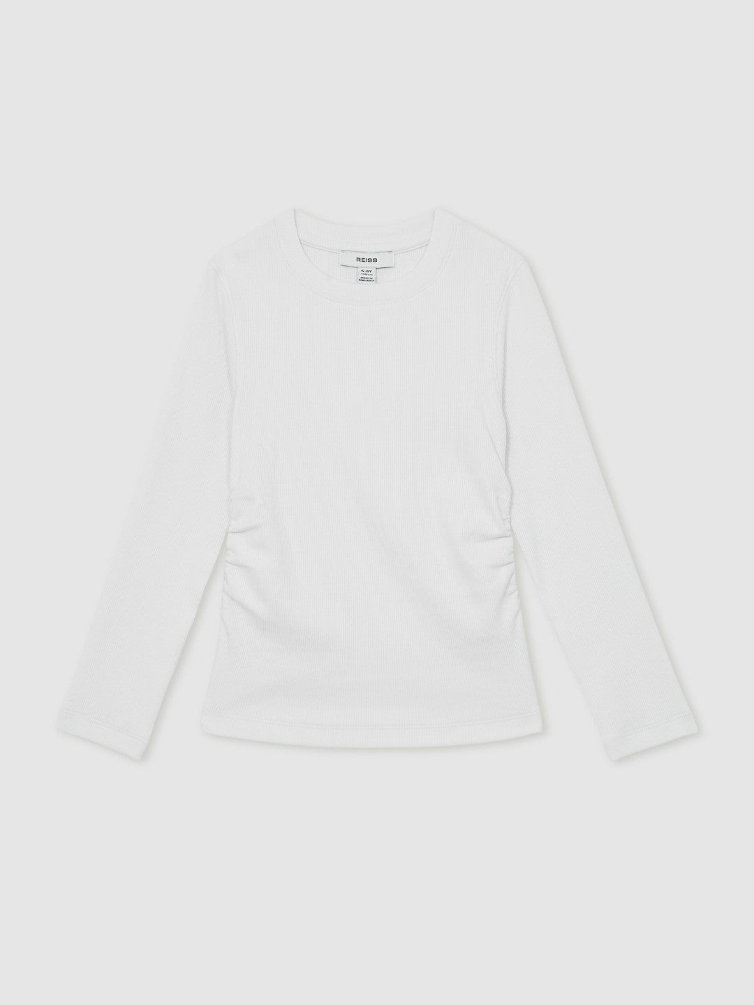 9-13 yrs Cotton Ruched Long-Sleeve T-Shirt with Stretch in Ivory