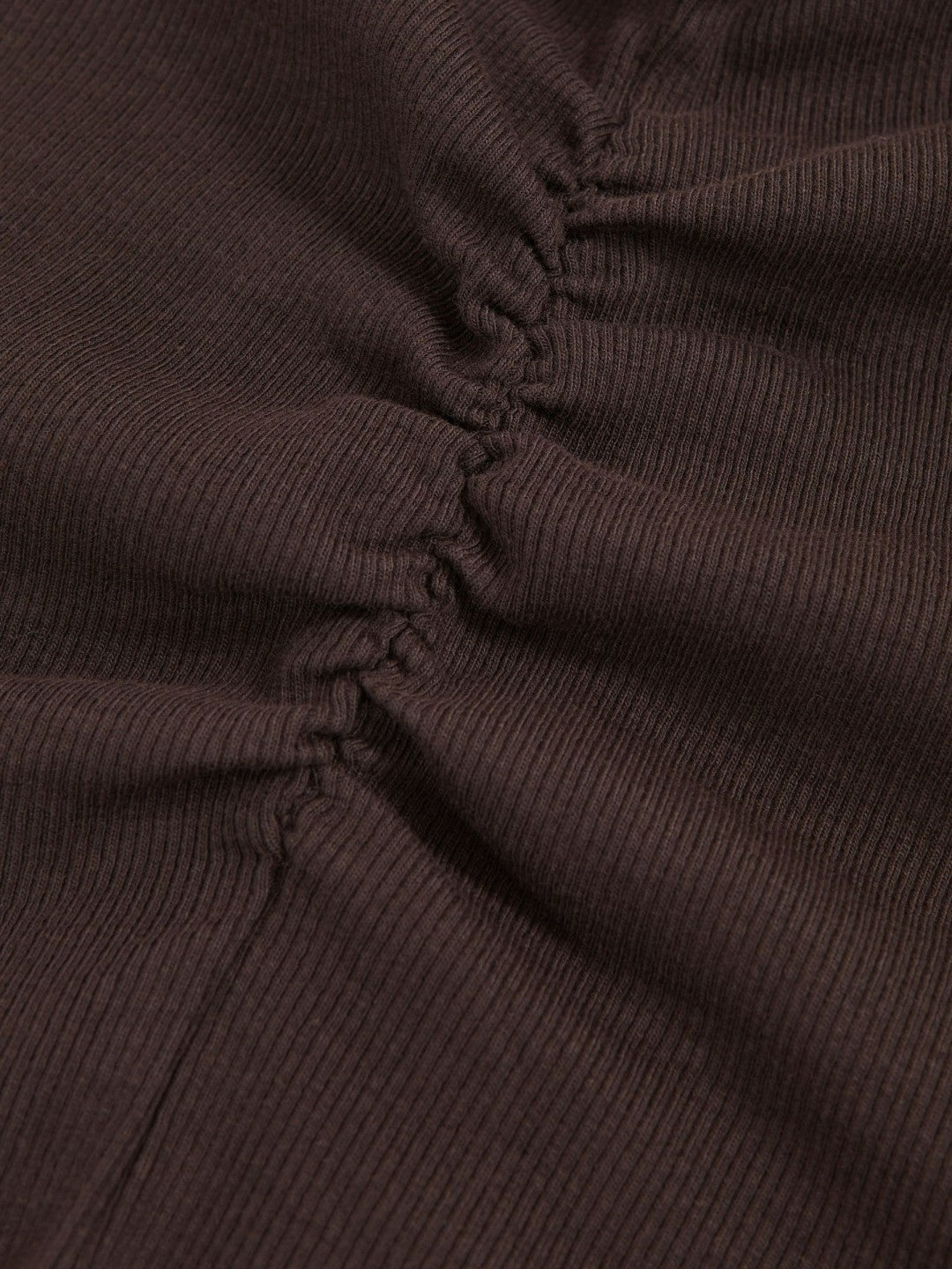 9-13 yrs Cotton Ruched Long-Sleeve T-Shirt with Stretch in Chocolate