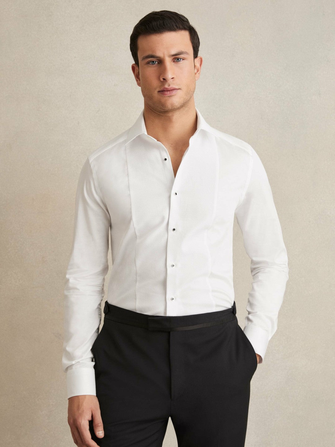 Slim Fit Cotton Double-Cuff Dinner Shirt Regular-Fit in White