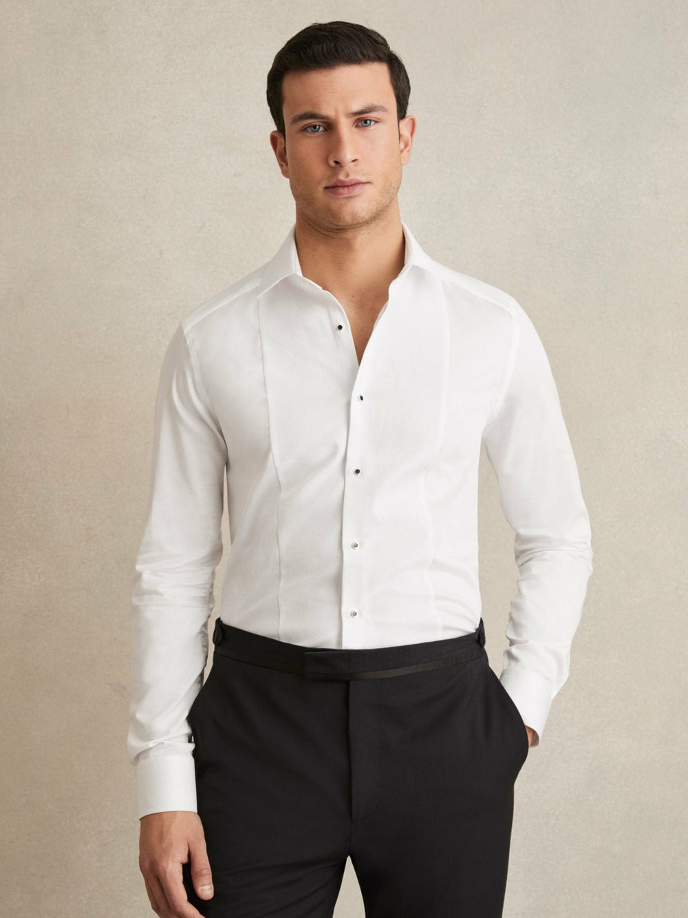 Slim Fit Cotton Double-Cuff Dinner Shirt Regular-Fit in White