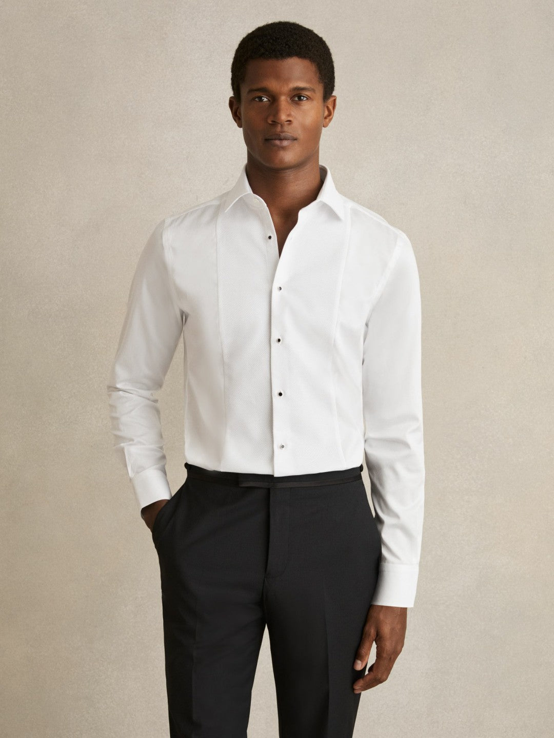 Regular Fit Cotton Double-Cuff Dinner Shirt Regular-Fit in White