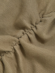 9-13 yrs Cotton Ruched Long-Sleeve T-Shirt with Stretch in Khaki