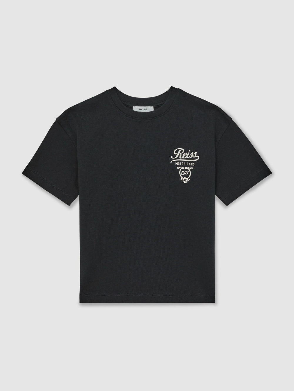 13-14 yrs Cotton Motor Cars-Print T-Shirt in Washed Blue/White