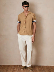 | Ché Stripe-Cuff Shirt in Camel