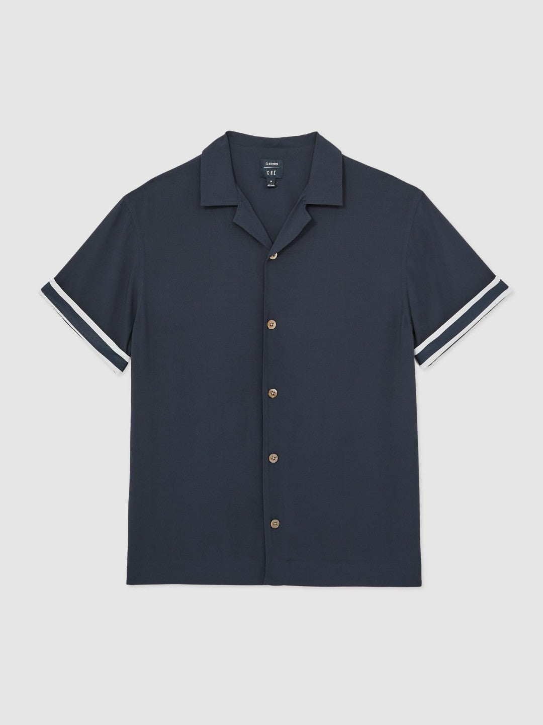 | Ché Stripe-Cuff Shirt in Navy