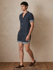 | Ché Stripe-Cuff Shirt in Navy