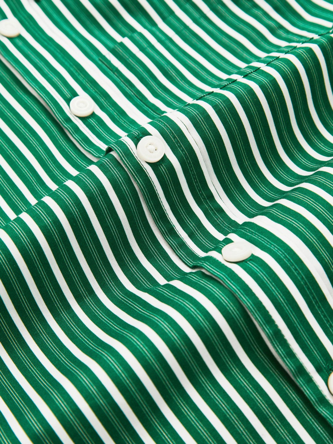 13-14 yrs Cotton-Poplin Striped Oversize Shirt in Green/White