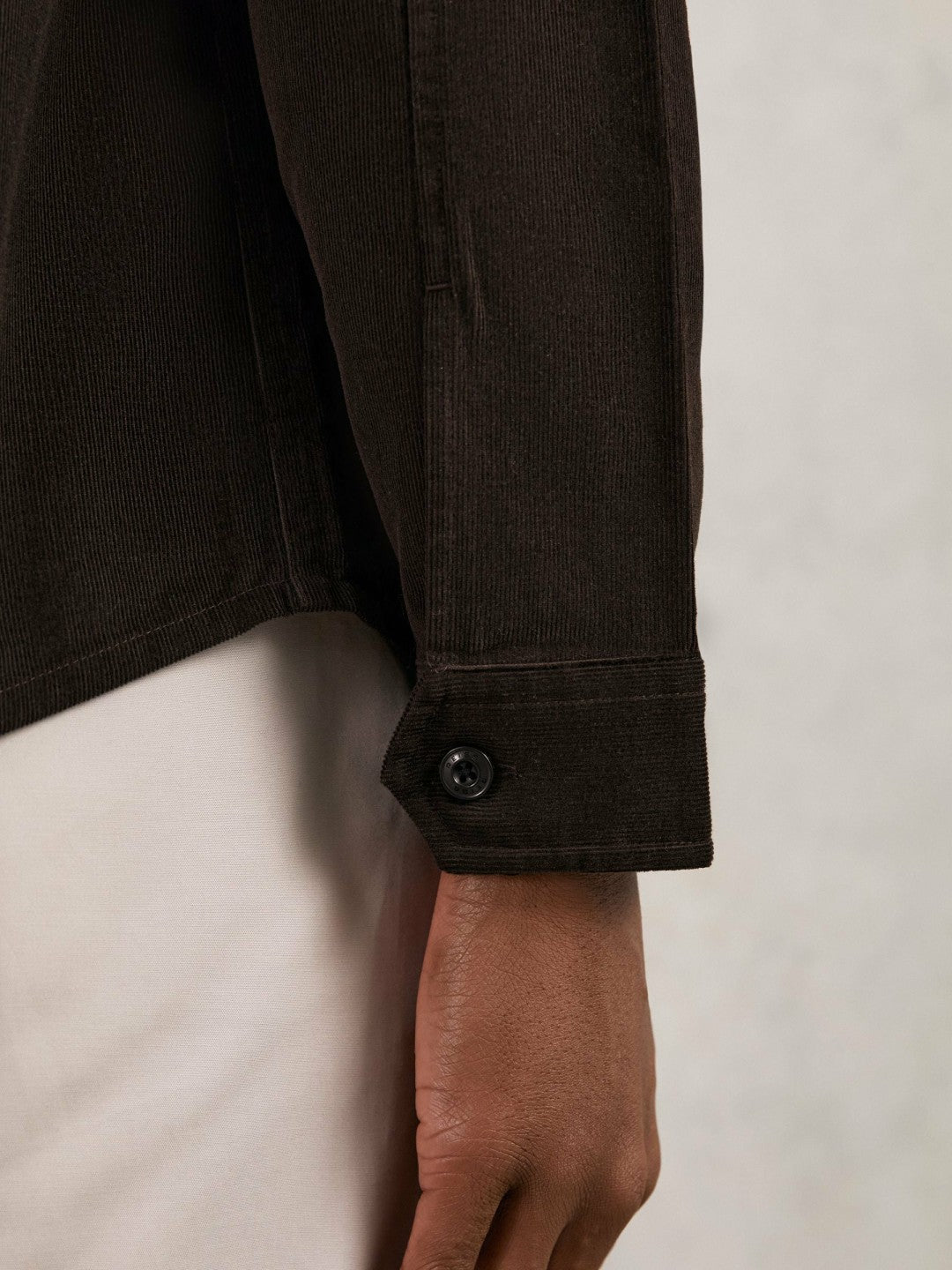 Cotton Corduroy Twin-Pocket Overshirt in Brown