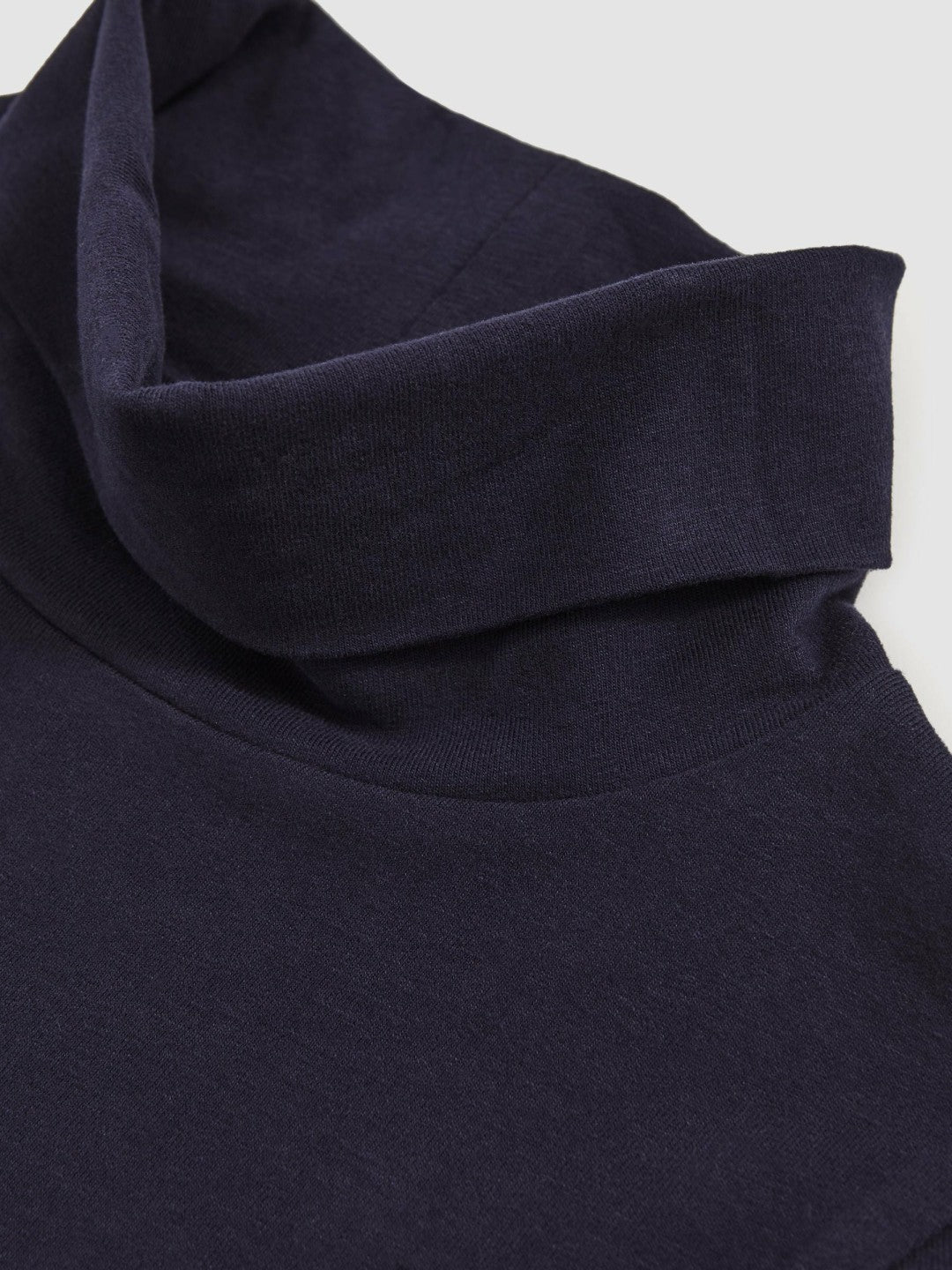 3-9 yrs Cotton-Jersey Roll-Neck Top with Stretch in Navy