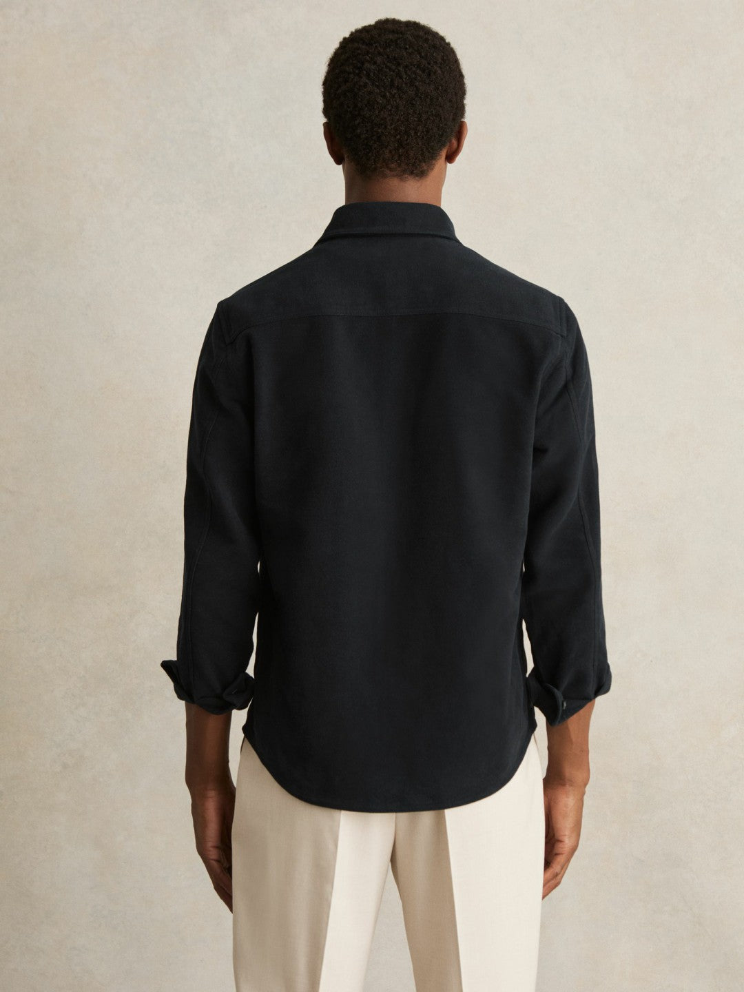 Moleskin-Cotton Twin-Pocket Overshirt in Navy