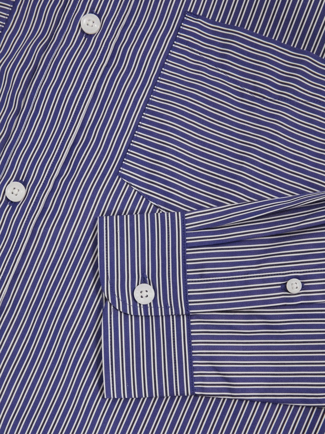 Cotton-Poplin Stripe Twin-Pocket Shirt in Blue/White