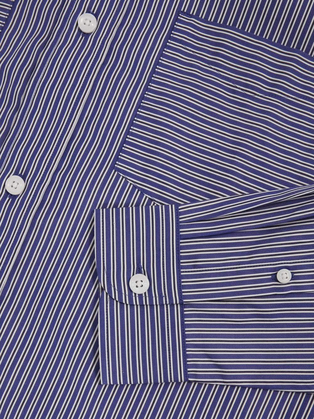 Cotton-Poplin Stripe Twin-Pocket Shirt in Blue/White