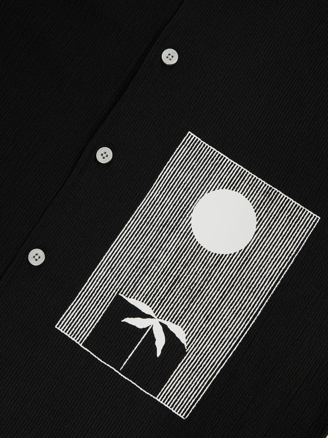 Graphic Print Cuban-Collar Shirt in Black