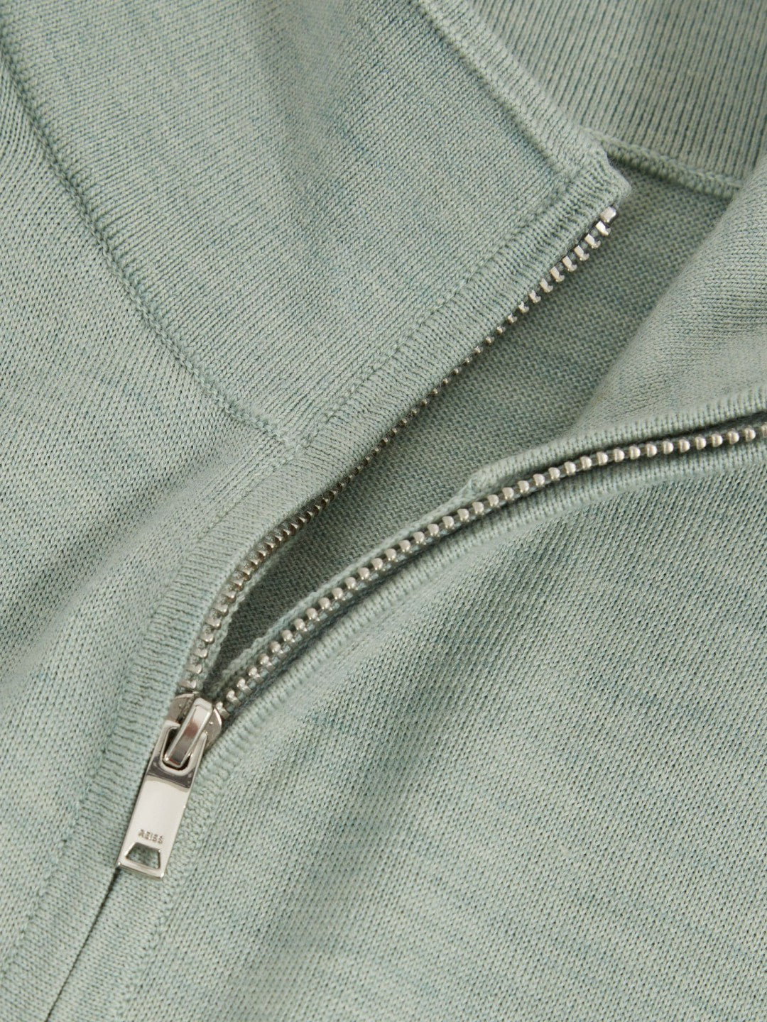 Merino Wool Half-Zip Jumper in Sage Green Melange
