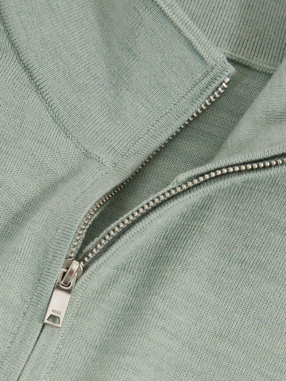 Merino Wool Half-Zip Jumper in Sage Green Melange
