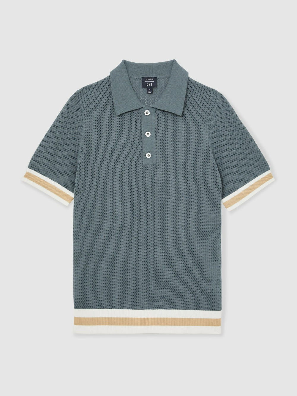 | Ché Cotton Knit Polo Shirt in Airforce Blue