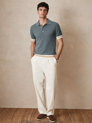 | Ché Cotton Knit Polo Shirt in Airforce Blue
