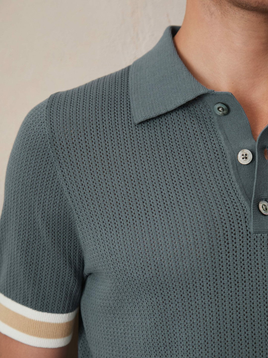 | Ché Cotton Knit Polo Shirt in Airforce Blue