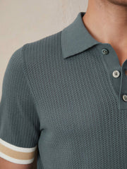 | Ché Cotton Knit Polo Shirt in Airforce Blue