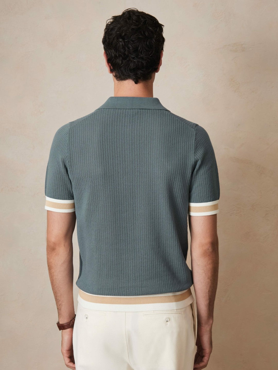 | Ché Cotton Knit Polo Shirt in Airforce Blue