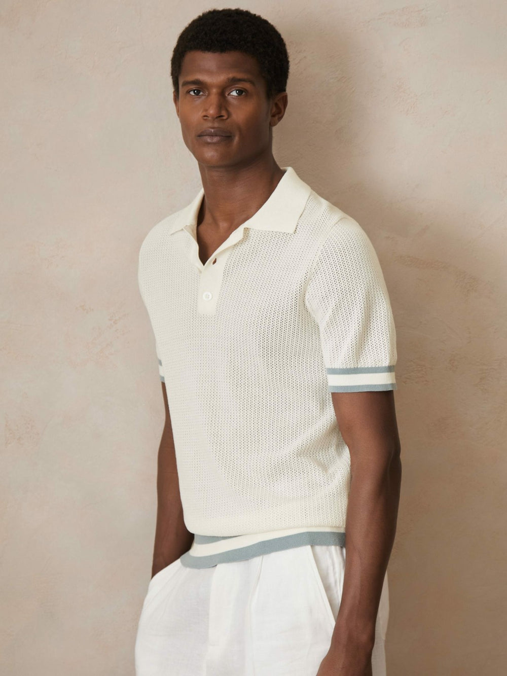 | Ché Cotton Knit Polo Shirt in White