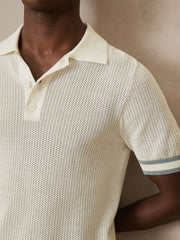 | Ché Cotton Knit Polo Shirt in White
