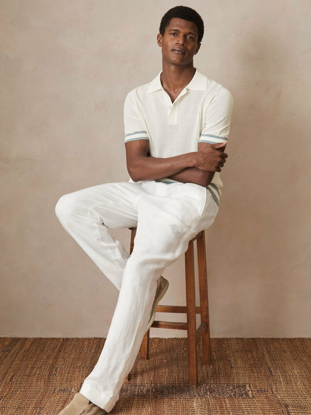 | Ché Cotton Knit Polo Shirt in White