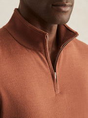Merino Wool Half-Zip Jumper in Cinnamon Brown