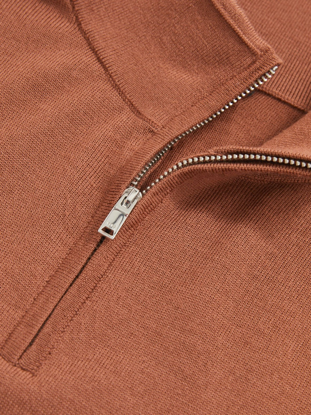 Merino Wool Half-Zip Jumper in Cinnamon Brown
