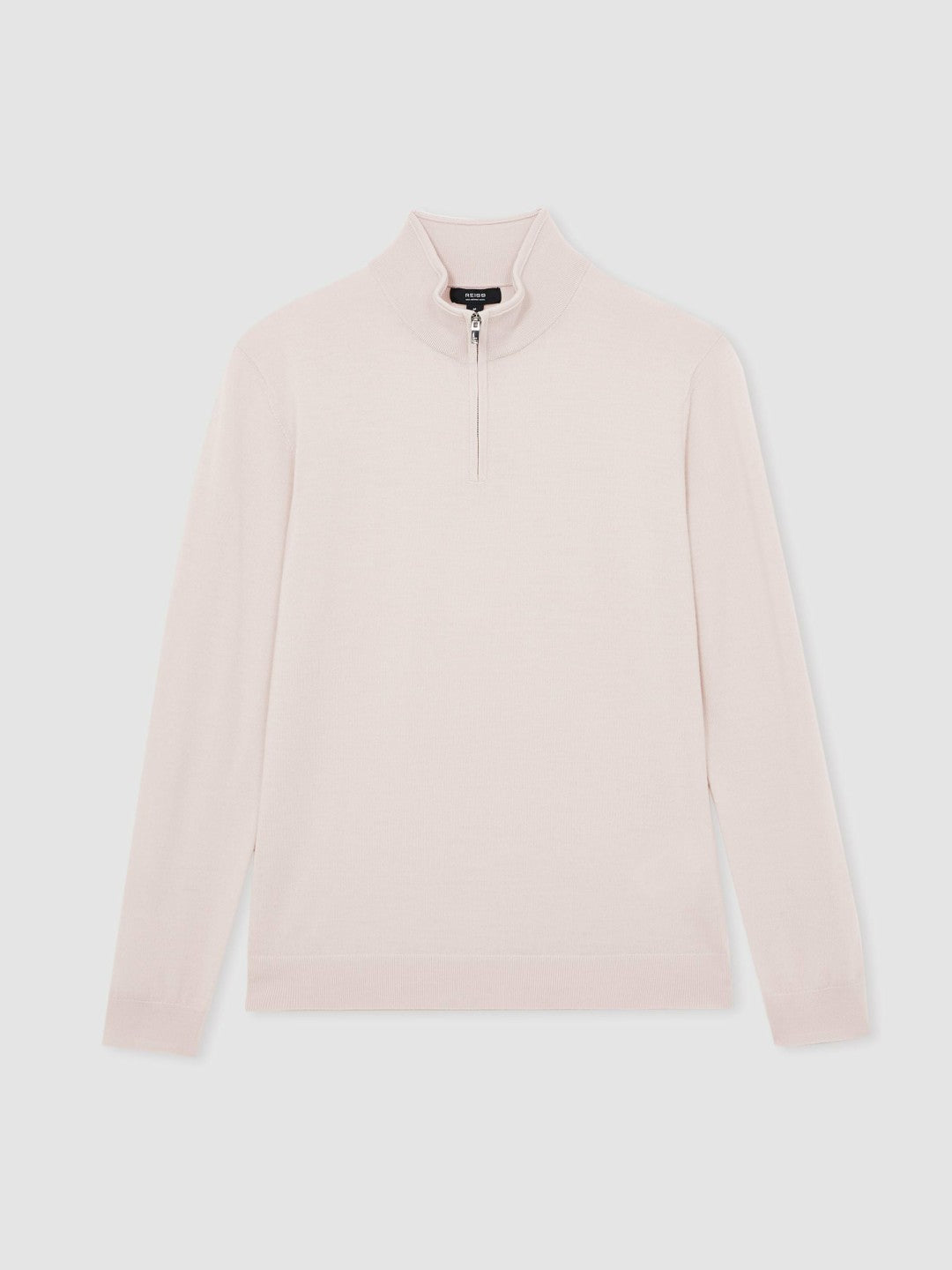 Merino Wool Half-Zip Jumper in Beige