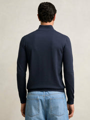 Merino Wool Half-Zip Jumper in Midnight Navy