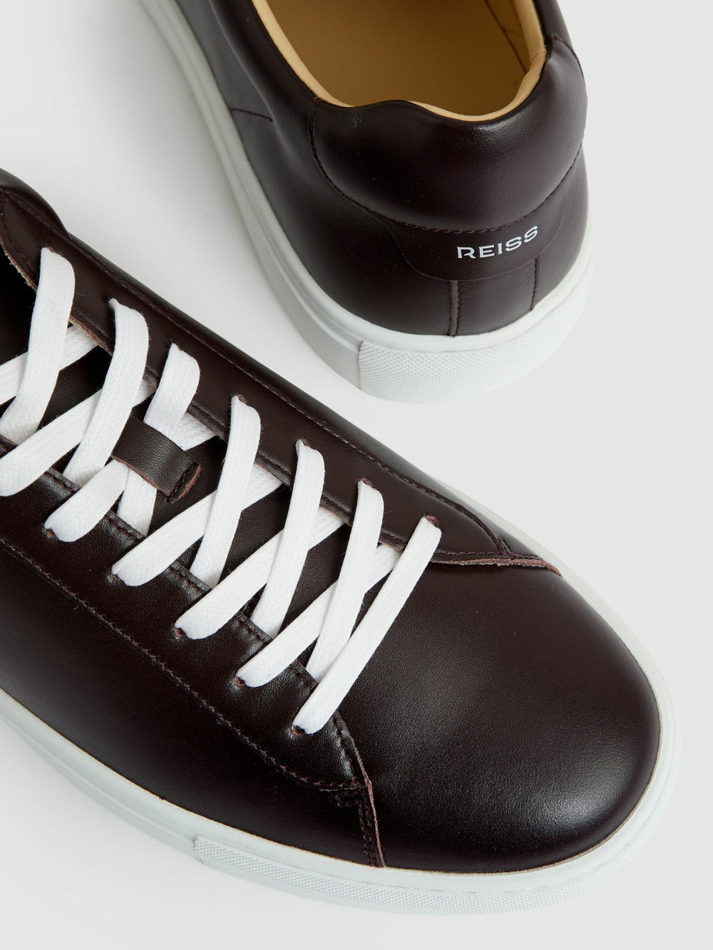 Leather Low-Top Trainers in Plum Purple