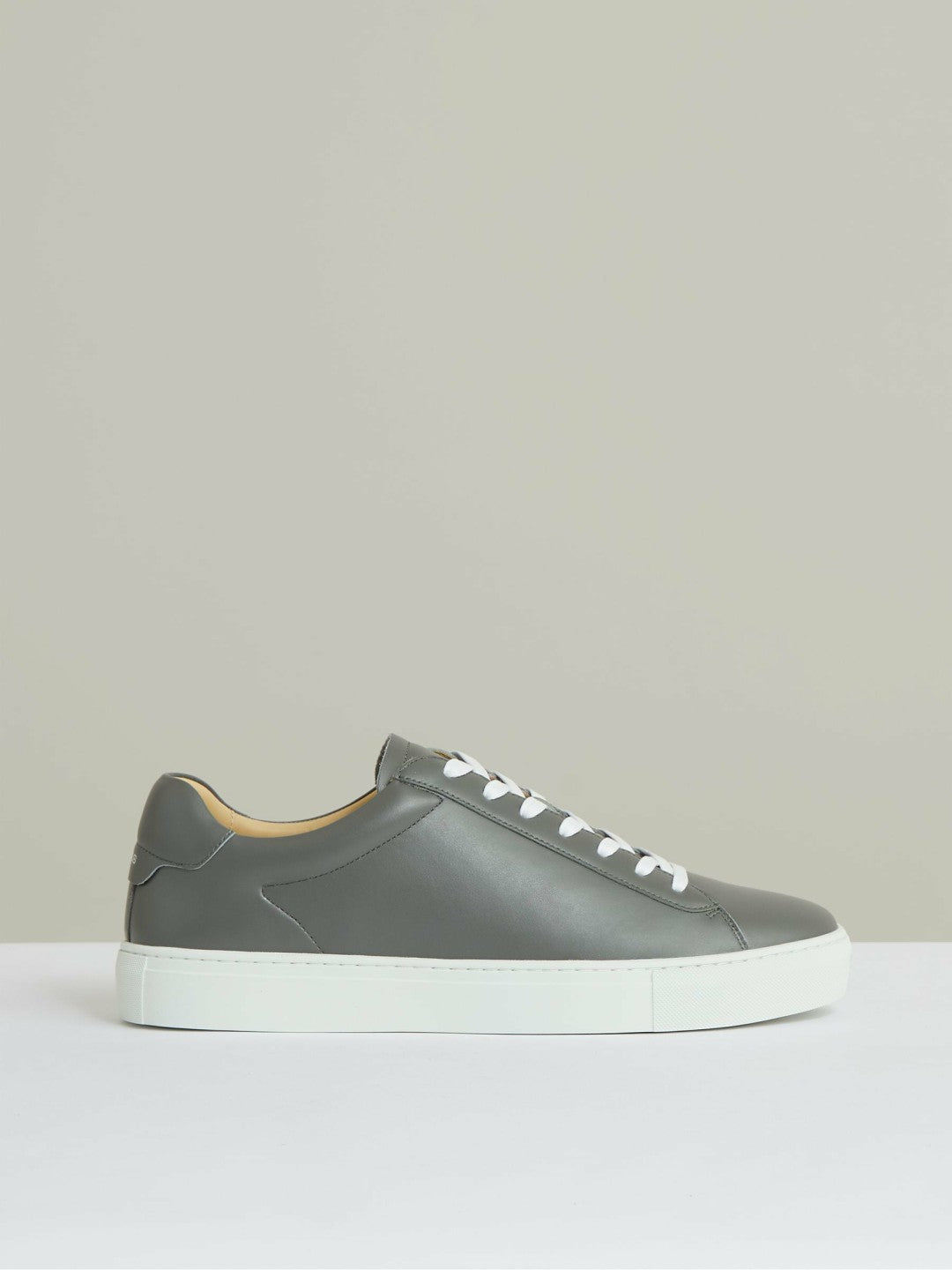 Leather Low-Top Trainers in Graphite Grey