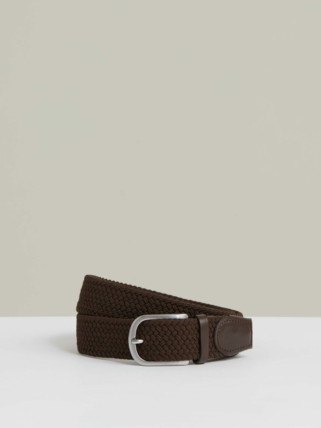 Basket Weave Belt in Dark Brown