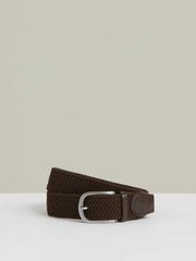 Basket Weave Belt in Dark Brown