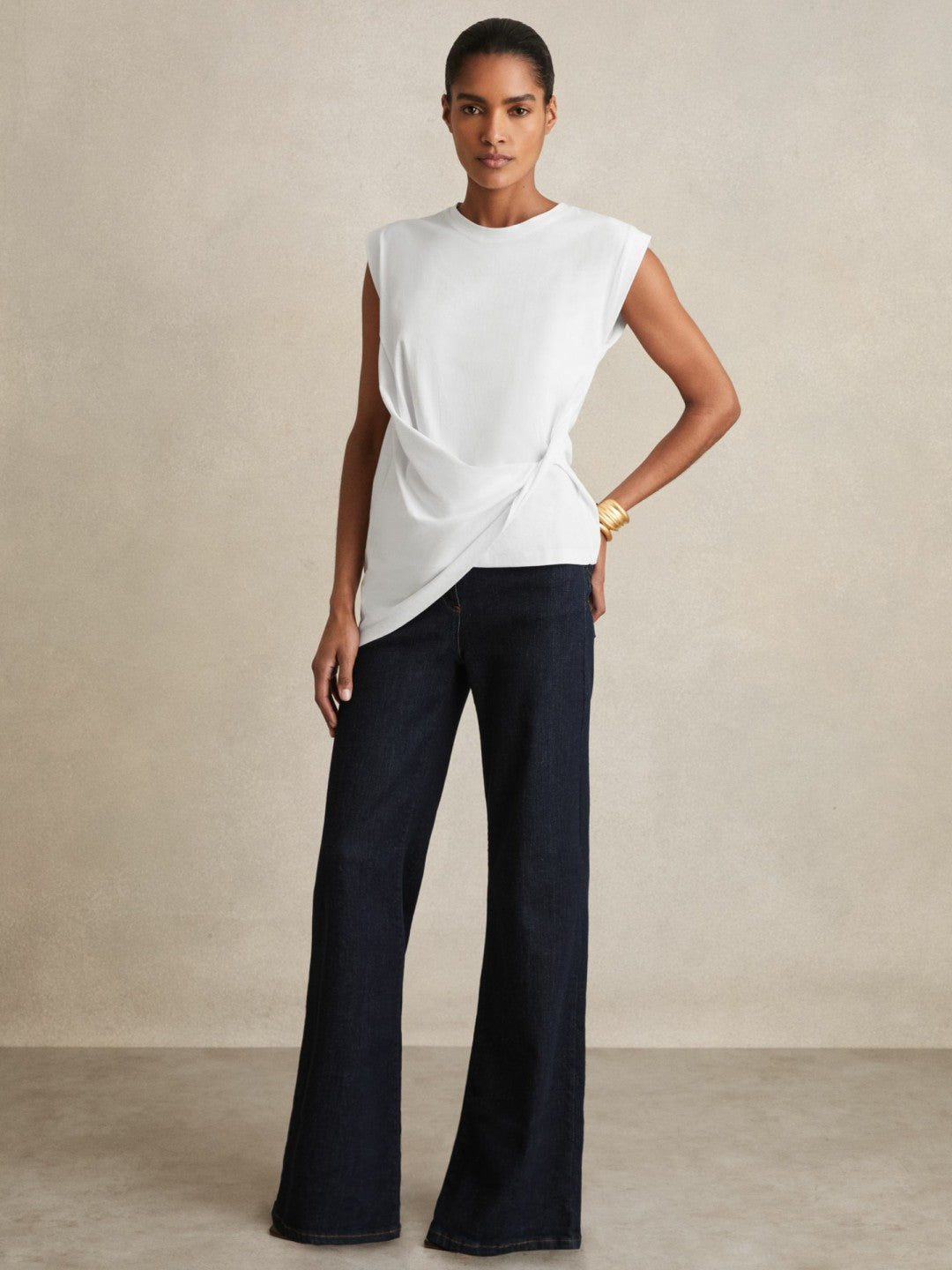 Cotton Drape T-Shirt in White