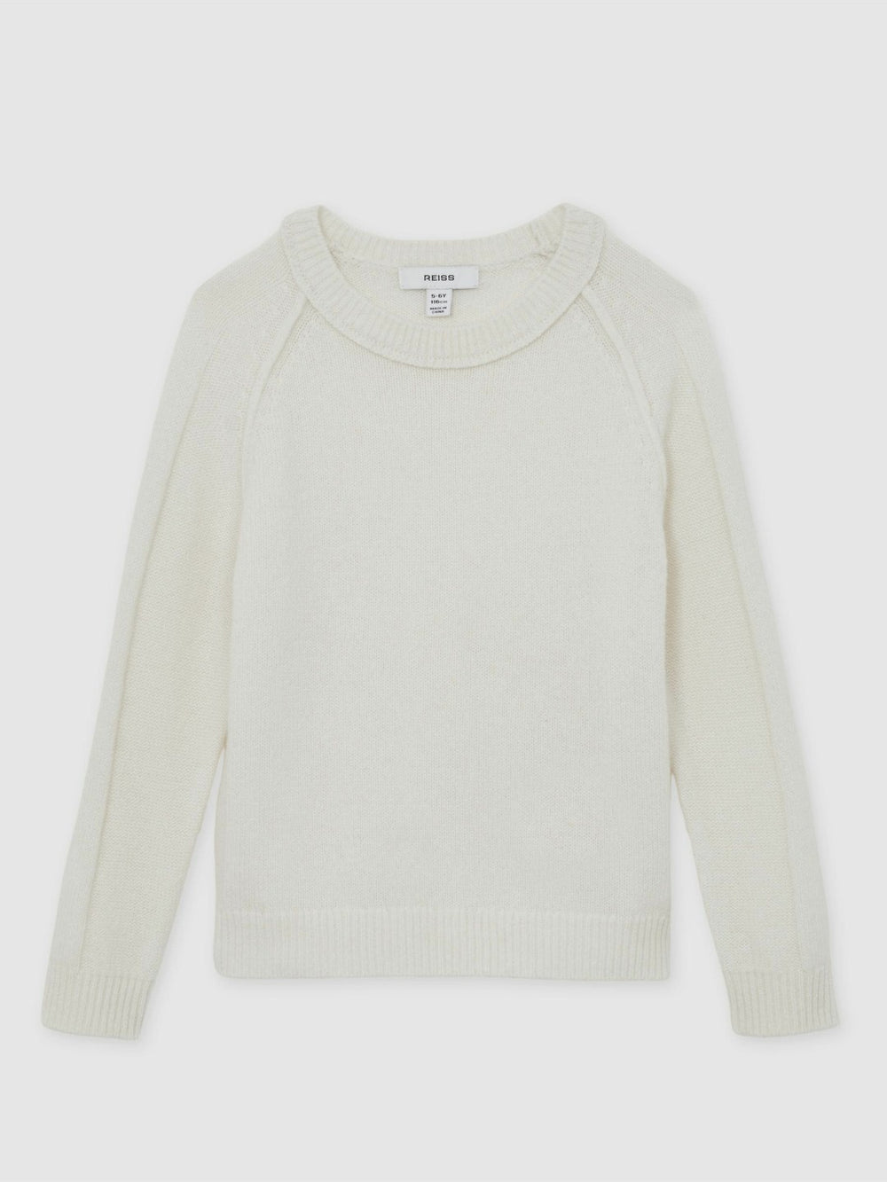 9-13 yrs Wool-Cashmere Reverse-Seam Jumper in Off White