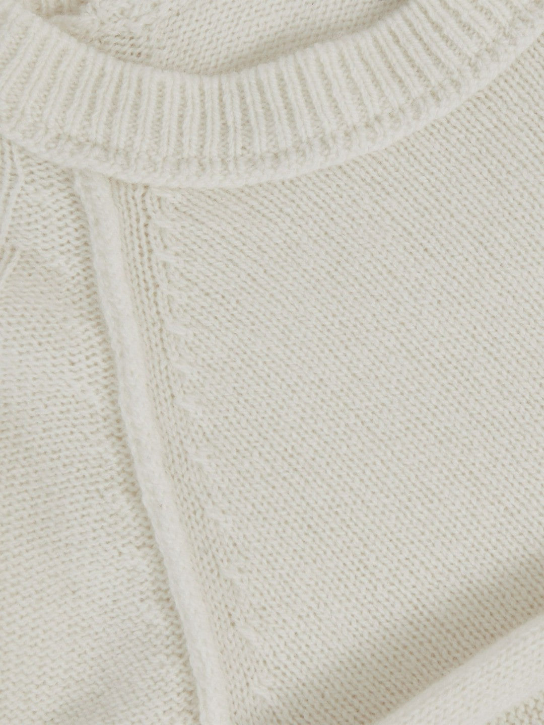 9-13 yrs Wool-Cashmere Reverse-Seam Jumper in Off White