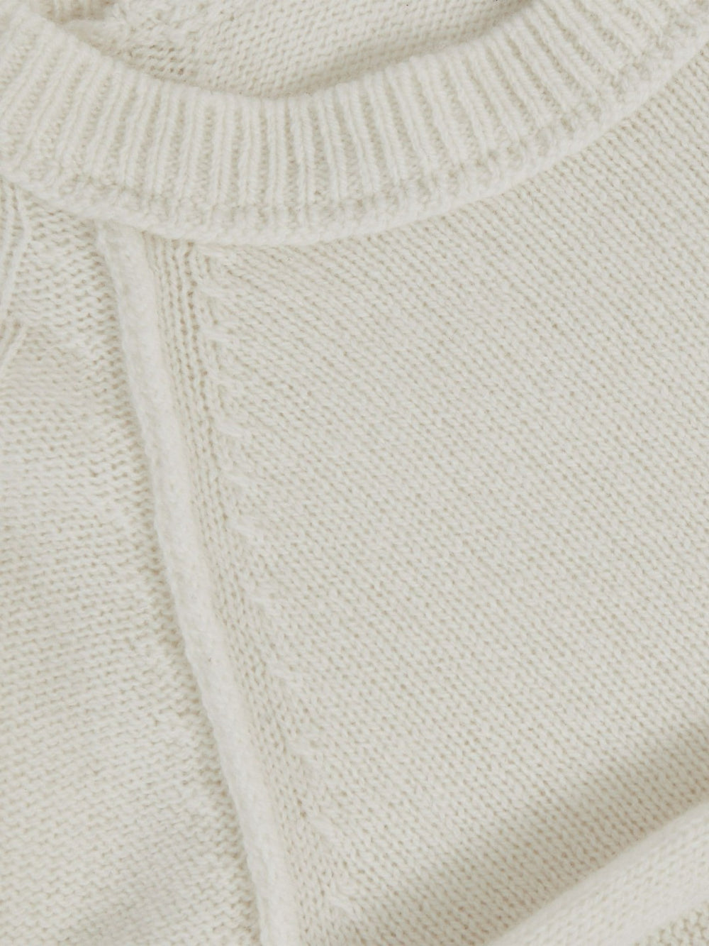 9-13 yrs Wool-Cashmere Reverse-Seam Jumper in Off White