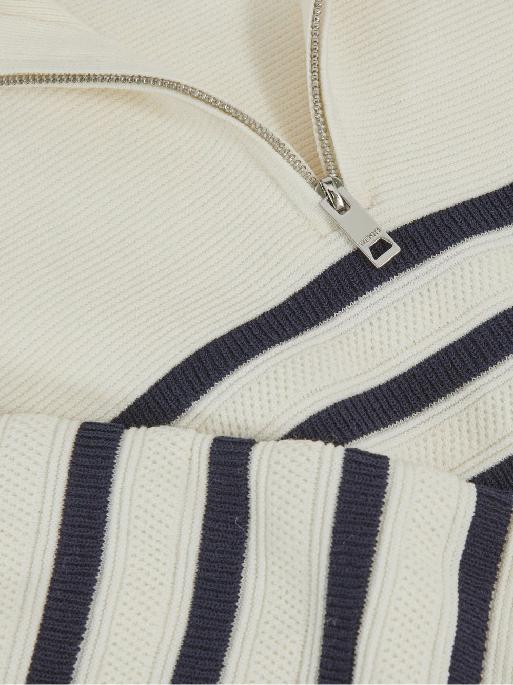 9-13 yrs Cotton-Blend Stripe Half-Zip Jumper in White
