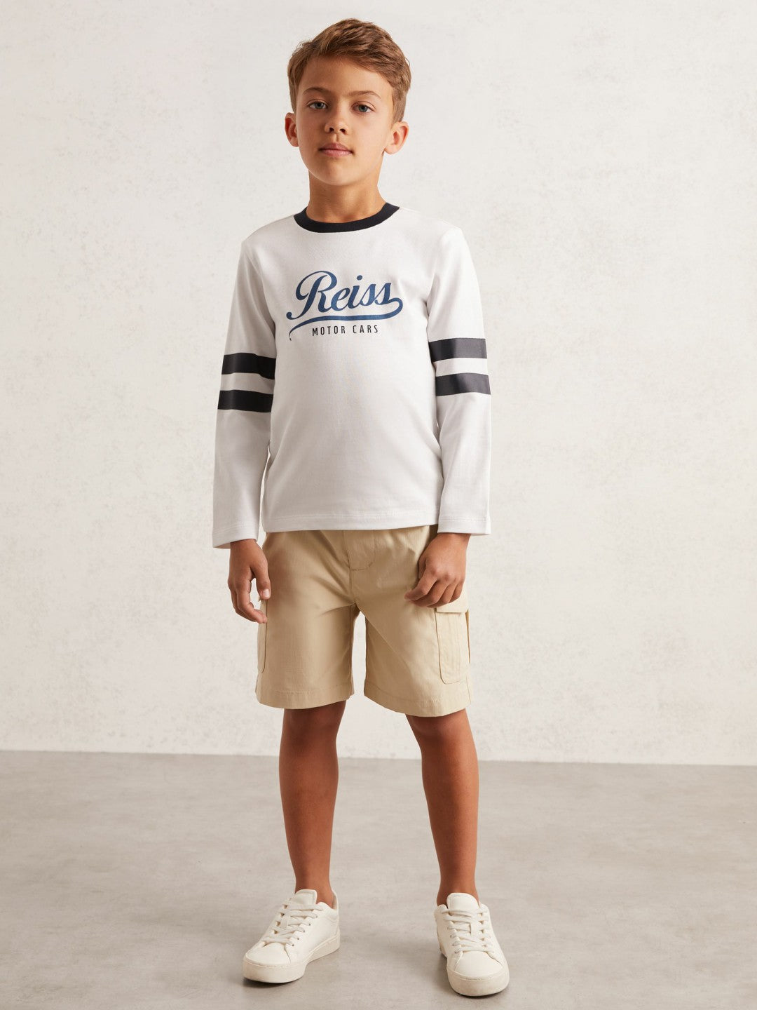 3-9 yrs Cotton Motor Cars Logo T-Shirt in White/Blue