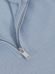 13-14 yrs Merino Wool Half-Zip Funnel Neck Jumper in Soft Blue Melange