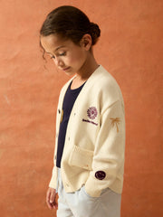 13-14 yrs SmileyWorld Embroidery Cardigan Unisex Fit in Off White