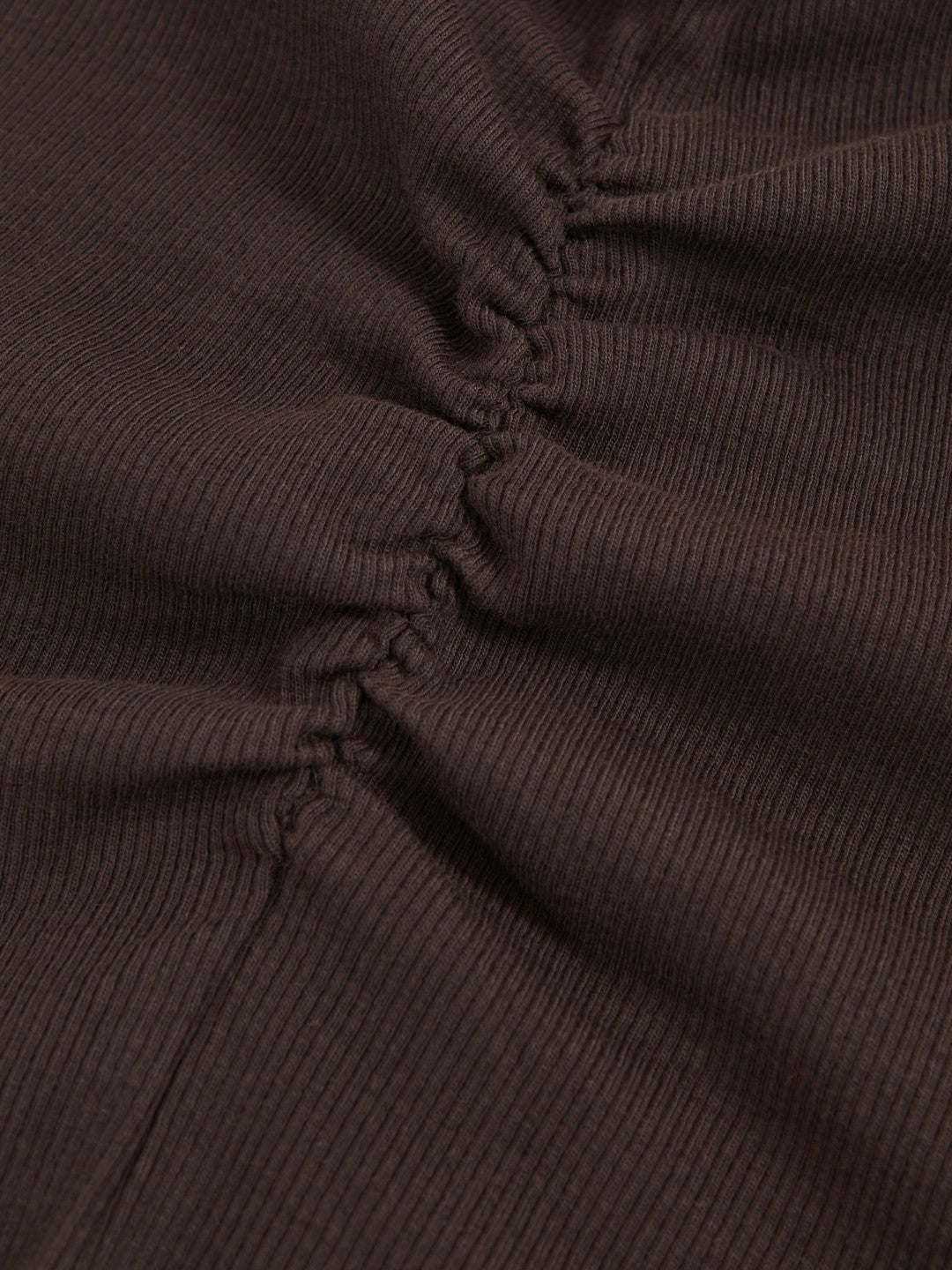 13-14 yrs Cotton Ruched Long-Sleeve T-Shirt with Stretch in Chocolate