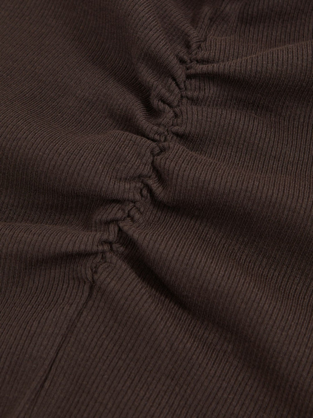13-14 yrs Cotton Ruched Long-Sleeve T-Shirt with Stretch in Chocolate
