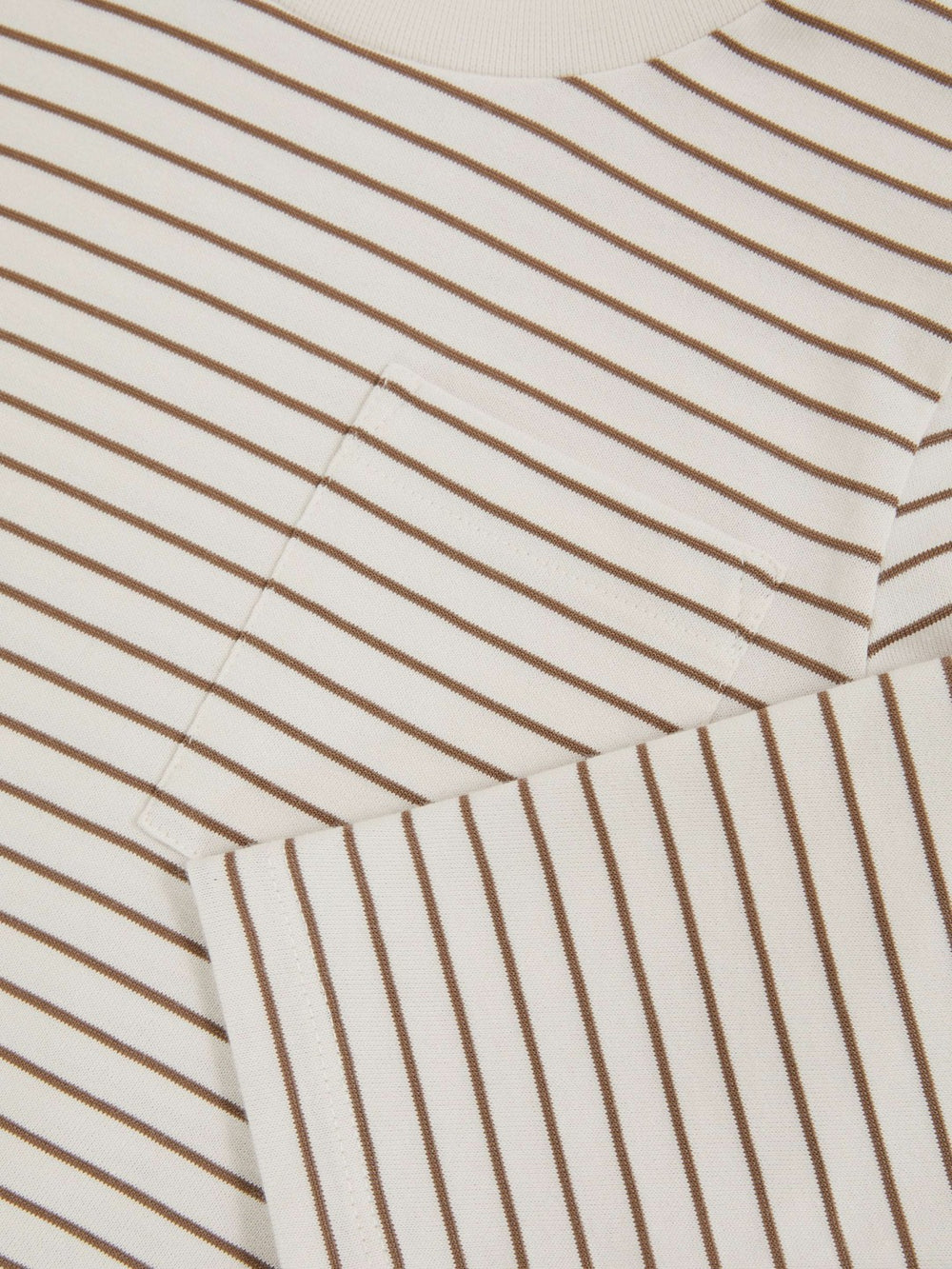 9-13 yrs Stretch-Cotton Stripe T-Shirt in Off White/Camel