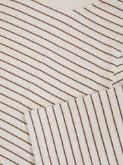 13-14 yrs Stretch-Cotton Stripe T-Shirt in Off White/Camel