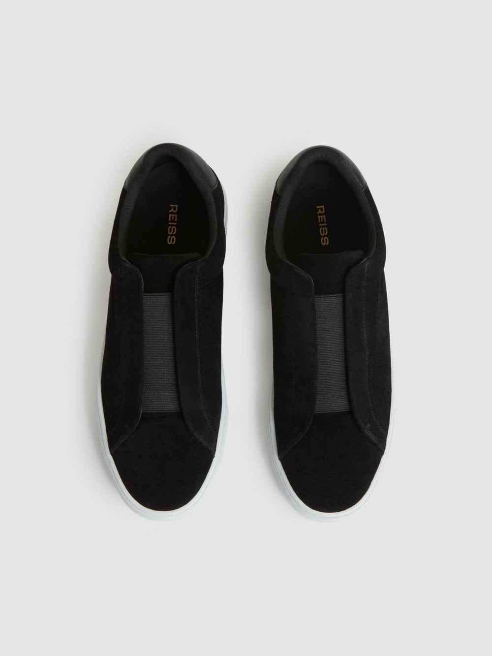 Suede Slip-On Elasticated Trainers in Black