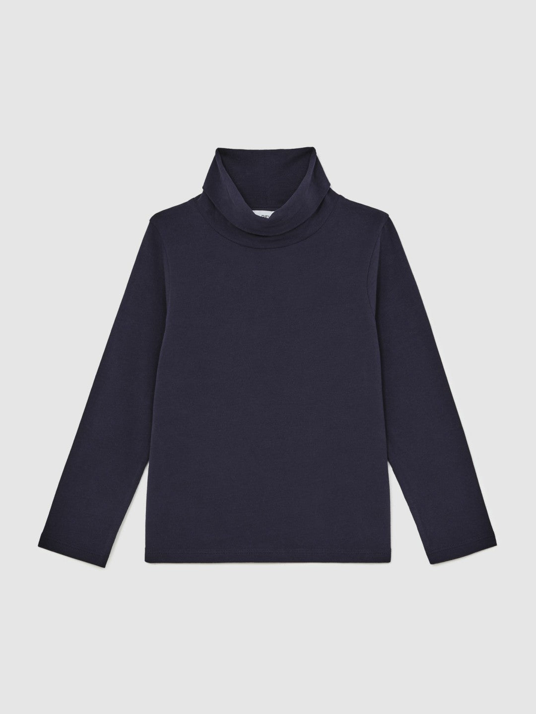 13-14 yrs Cotton-Jersey Roll-Neck Top with Stretch in Navy